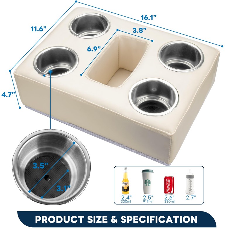 marinexplore 4 Cups Pontoon Cup Holder,Boat Seat Cup Holder,Sofa Organizer,Portable