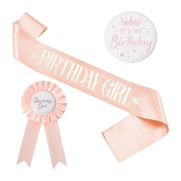 Birthday Girl Sash for Girls Brooch for Birthday Pins Button