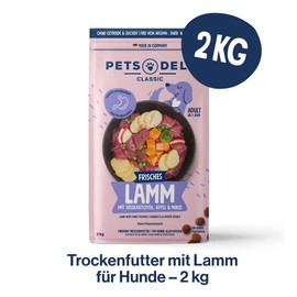 Pets Deli Trockenfutter für Hunde Lamm mit Süßkartoffel und Minze - ohne Zucker und Gluten, 2kg