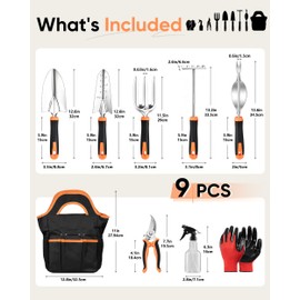 9-Piece Stainless Steel Garden Tools Set, HaSteeL Outdoors Gardening Hand Utensils Kit with Storage Bag, Rust Resistant, Heavy Duty, Gift for Women/Man/Gardeners