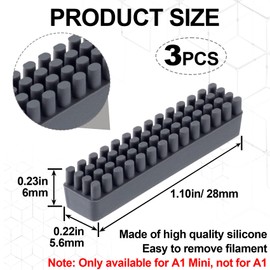 Isslly 3pcs Silicone Nozzle Brush for Bambu Lab A1 Mini, Self-Adhesive 3D Printer Wiper Brushes, Heat-Resistant Nozzle Cleaning Brush Replacement, Not Suitable for Bamboo Lab A1- Gray