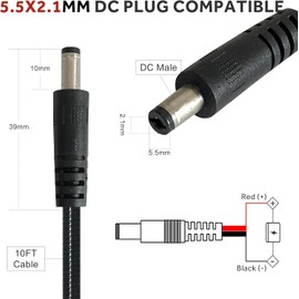79-inch Trail Camera Power Cord: DC External Power Cable with Alligator Clips, 5.5x2.1mm DC Plug Compatible, Ideal for Connection with Portable Power Banks, Solar Panels, Game Cameras, etc.