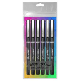 Pilot Precise V5/V7 Stick Rolling Ball Pens, Fine and Extra Fine Point, Assorted Points Black Ink, 6-pk; Bundle with Plastic Reusable Pouch