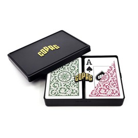 Copag 1546 Design 100% Plastic Playing Cards, Bridge Size (Narrow) Green/Burgundy (Jumbo Index, 6 Sets)