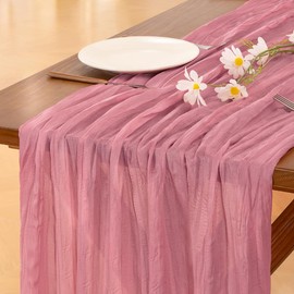 Socomi Socomi 10pcs Mauve Cheesecloth Table Runner Boho Rustic Gauze 120 inch 10FT Cheese Cloth Runner for Wedding Party Baby Shower Birthday Home Decor Holiday Decorations