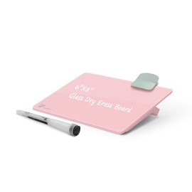 TOWON Mini Desktop Glass Whiteboard | Small Desk Notepad | Pink Office Buddy Board | Great Reminder Memo Board for Office Home School Kids, 21 x 15 cm, Pink