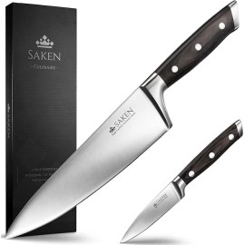 Knife Saken 8" Chef Knife and 3.5" Paring Knife Set -2-piece, High-Carbon German Steel