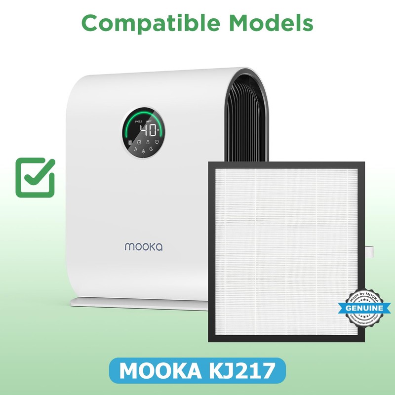 MOOKA KJ217 Air Purifier Filter, 3-in-1 True HEPA Filter, High-Efficiency