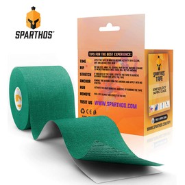 Sparthos Kinesiology Tape - Incredible Support for Athletic Sports and Recovery - Free Kinesio Taping Guide! - Leg Knee Brace Sleeves Tapes Leuko Athlete Rock - Uncut (Forest Green)