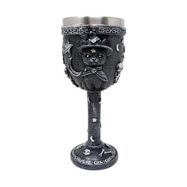 Black Cat Drinking Goblet - Gothic Chalice with Stainless Steel Lining - 20cm High, Collectors, and Gifts