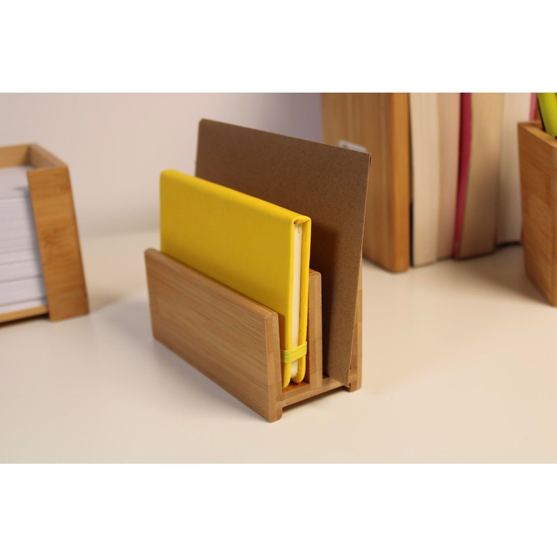 Wedo 61307 Bamboo letter stand, 2 compartments, dimensions 14 x