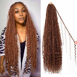 Boho Goddess locs Crochet Hair 30 Inch 8 Packs Faux Locs Crochet Braids Bohemian Locs Crochet Hair for Black Women(30#, 30 Inch(pack of 8))