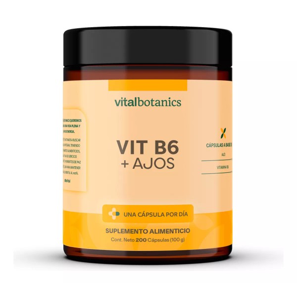 VitalBotanics Vitamina B6 Piridoxina 200 Cápsulas -multivitaminico.
