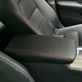 BOLTRY Center Console Armrest Box Cover Panel Trim Waterproof Anti-Scratch Leather Protector Decoration Cover Interior Accessories for Nissan Altima 2013-2018（Red Stitches）