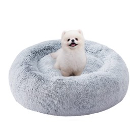 WNPETHOME Calming Dog Bed & Cat Bed, Anti-Anxiety Donut Small Dog Bed, Fluffy Faux Fur Cat Cushion Dog Bed for Small Dogs and Cats (20"/24"/27"/30")