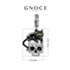 GNOCE Black Cat with Skull Pendant Charm Sterling Silver Gold