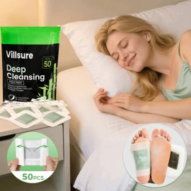 50PCS Deep Cleansing Foot Detox Pads, Herbal Foot Care with Aloe, Sea Salt & Tourmaline, Adhesive Sheets for Relaxation, Fatigue Relief & Better Sleep