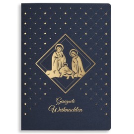 Art Nuvo Exclusive Christmas Cards - Set of 10 Same Cards, 120 x 170 mm, Gold-Plated and Embossed Christmas Motifs, Made from Jewellery Paper with Inserts and Envelopes, BN1760