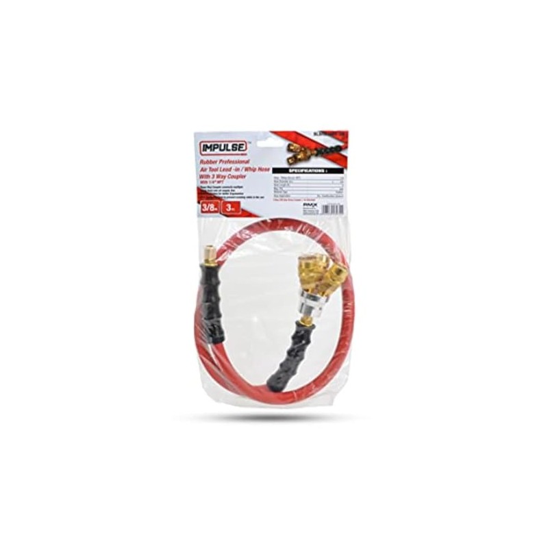 BluBird RB3803-3W 3/8" x 3' Lead-in Rubber Air Hose with