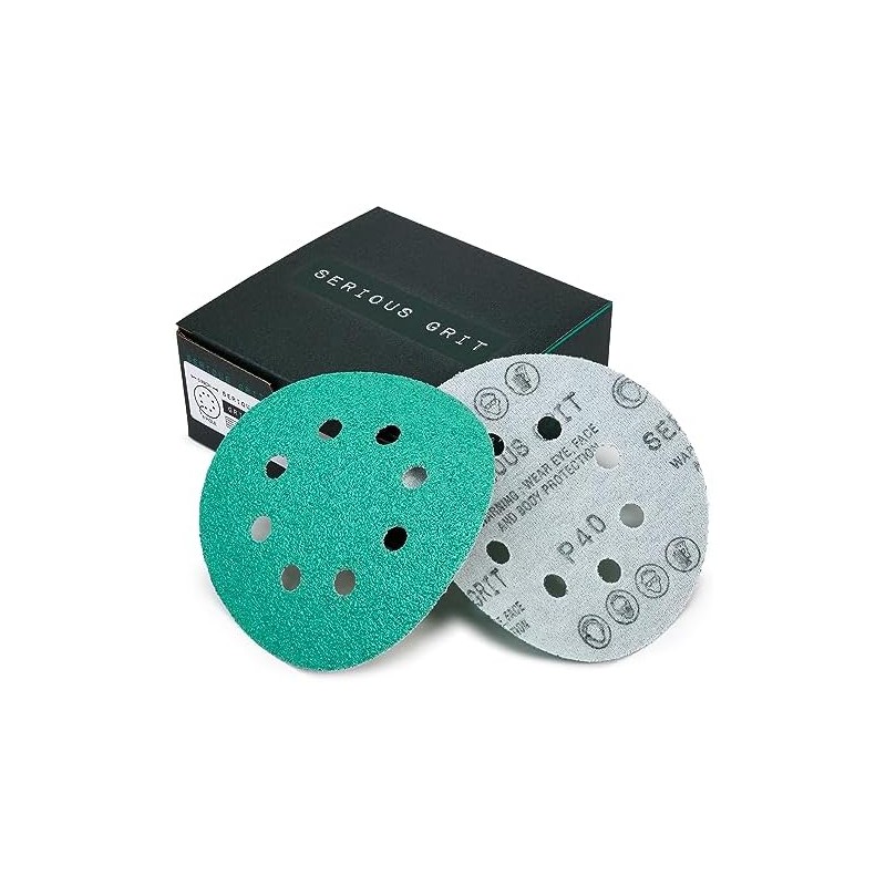 Serious Grit - 5-Inch 8-Hole 40 Grit Sanding Discs -