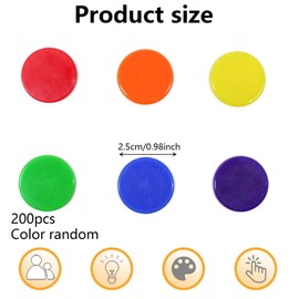 WORUIB 200 Pcs Counters For Maths, Tokens, Place Value, Plastic Coins, Coloured Counters, Double Sided, Kids Math Counting Education, Game