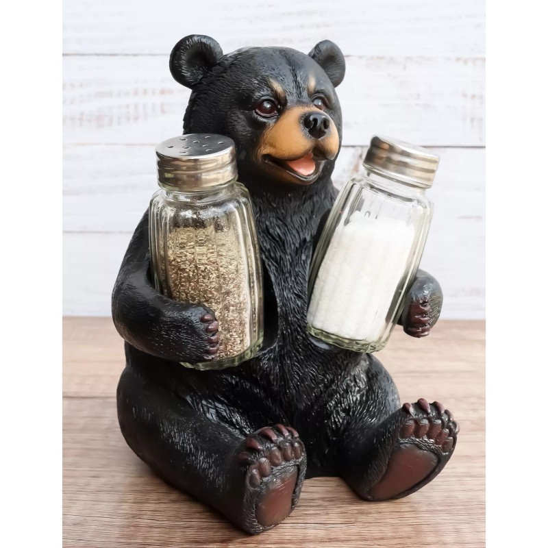 Black Bear Bearly Seasoned Salt & Pepper Shakers Kitchen Decoration