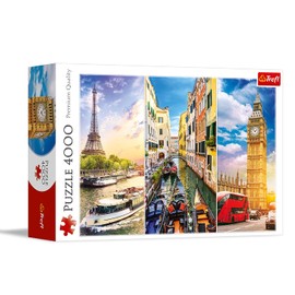 Trefl Viaje Alrededor de Europa 4000 Piezas Rompecabezas Rojo 136x96 cm Impresión de Alta Calidad, Puzzle DIY, Diversión Creativa, Puzzle Clásico para Adultos y Niños a Partir de 15 Años