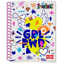 Scribe, INCOLORS, Cuaderno Profesional Espiral Doble de Pasta Semi Rígida, Cuadro Chico C.5 de 100 Hojas (Diseño de Portada Aleatoria)