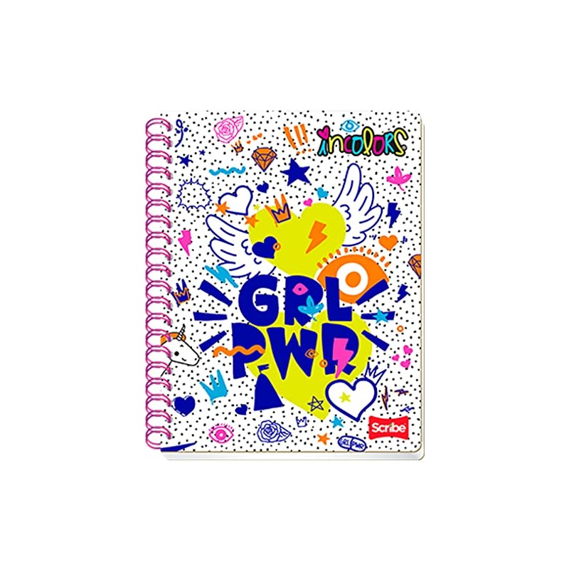Scribe, INCOLORS, Cuaderno Profesional Espiral Doble de Pasta Semi Rígida,