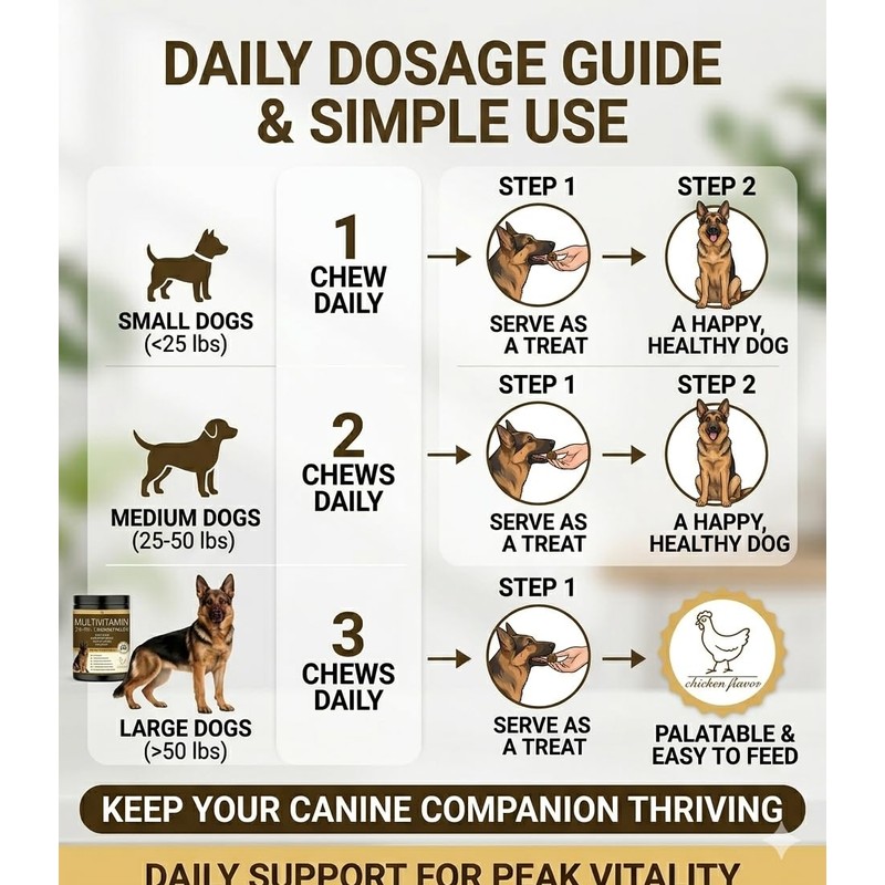 All-in-One Dog Multivitamin Chews 200 Count, Glucosamine Chondroitin Omega 3