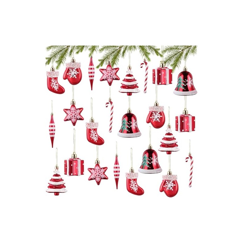 Leitee - Juego de 24 adornos de Navidad, decoraciones para