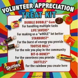 Volunteer Appreciation Treat Survival Kit (50 kits per pack) Gifts for National Volunteer Week