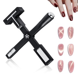 KALOLINNA Nail Magnet Magnetic Nail 5 in 1 Cross Shape Magnet Strong Magnet Type Cat Eye Effect Nail Tool Home Nail Gradient Nail Magnetic Cat Door Cross DIY Home Nail Salo Professional Nail Magnet