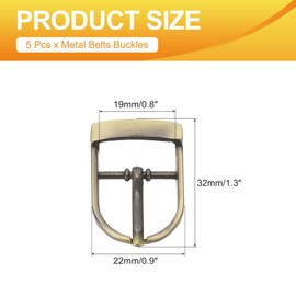 PATIKIL Single Prong Buckle, 5 Pcs 1 Inch Adjustable Metal Roller Buckle Belt Buckles for Bags DIY Crafts Purse Straps Shoe Belts Making Accessories, Bronze