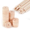 Unfinished Wood Wheels DIY Polished Round Wheel Wooden Pieces for
