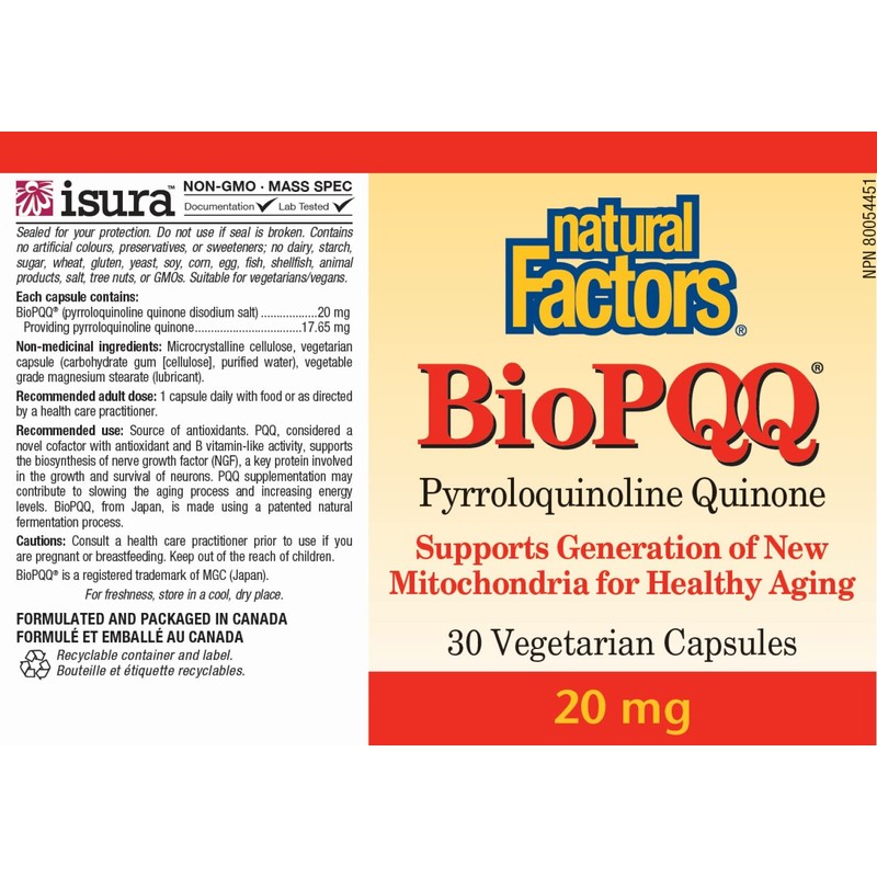 Natural Factors - Pyrroloquinoline Quinone (Bio PQQ) 20mg - 30
