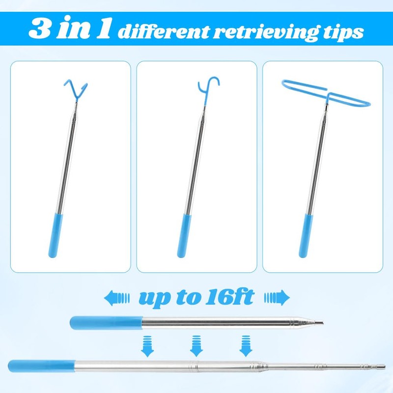 Kazheon Disc Golf Retriever Pole 16ft with Durable Stainless Steel