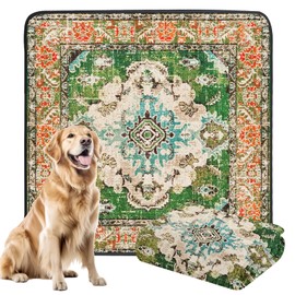 Dogcator Thicken Washable Pee Pads for Dogs, Boho Waterproof Reusable Puppy Pads, Urine Leakproof Dog Pads, Non-Slip Potty Pads for Doggie, Doggy, Cat Litter Mat 72"x72" 1 Pack Grass Green