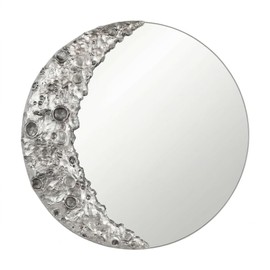 Xinleitan 9 Inch Silver Moon Round Mirror Wall Decor