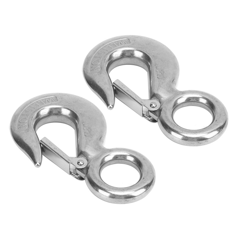 2pcs 1.5 Tons Eye Slip Hook with Safety Latch Stainless