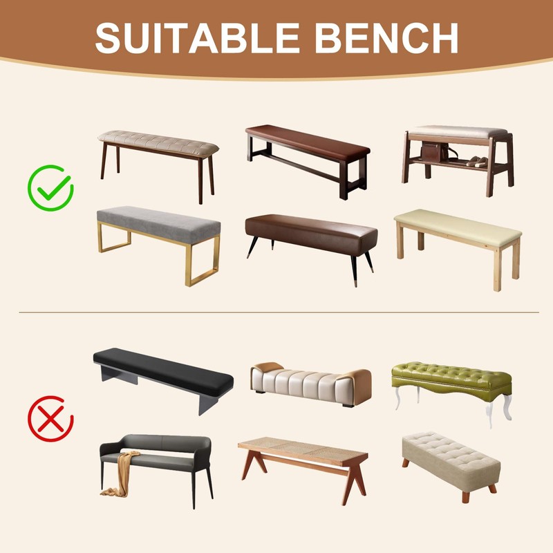 Genina Stretch Dining Bench Covers, Waterproof Stretch Jacquard Bench Seat