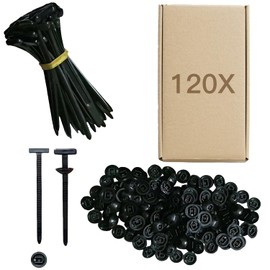 120PCS Nylon Universal Cable Tie Buckle,2025 New Zip Ties Heavy Duty with Pin & Button Design for Car Daily Repair Applicable Toengine Lower Guard Plates Fender Linings Trunk clips