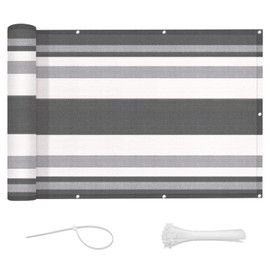 LOVE STORY Balcony Privacy Screen, 3'x10' Deck Shield Screen Fence Cover,UV Protection and Weather-Resistant,3 FT Height for Deck, Patio, Backyard, Outdoor Pool, Porch, Railing, Grey and White