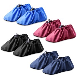 GWAWG 4 Pairs of Reusable Overshoes, Waterproof Cloth Shoe Covers, Non-slip Thickened Shoe Covers On Rainy Days, Machine Washable Household Dust-Proof and Anti-Fouling Black Shoe Covers.