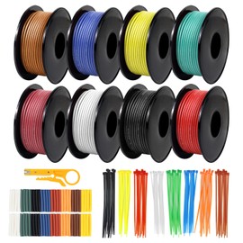30 AWG Stranded Wire Spool, 32.8ft Each in 8 Colors - Silicone Electrical Tinned Copper Wire, 30 Gauge Flexible Hook Up Wire Kit for DIY, Automotive, Home, and Power Wiring