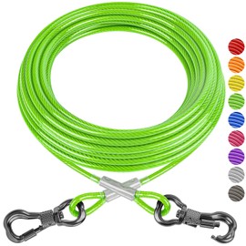 XiaZ 20FT Tie Out Cable for Dogs, Dog Leads for Yard Chew Proof, Heavy Duty Pet Tie Out Cable for Large Dogs Up to 250lbs,Durable Dog Runner Tether Line for Outdoor,Yard