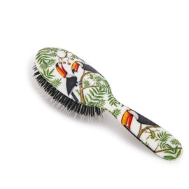 Rock & Ruddle Natural Mixed Boar Bristle Hair Brush for Women and Kids (Small/Travel Size, 17.5cm) - Perfect for Wet or Dry Hair, Detangling Smoothing Blowdrying - Made in UK - Toucans