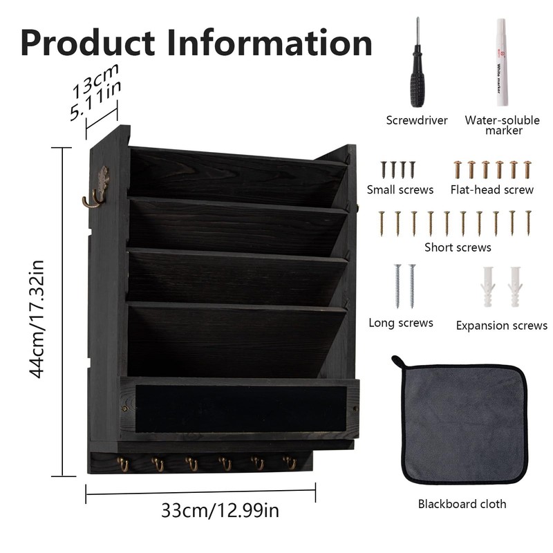 Rustic wall mail organizer,Key and Mail File Holder for Wall