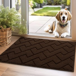 hicorfe Indoor Doormat,Front Back Door Mat Rubber Backing Non Slip Door Mats 20"x31.5" Absorbent Resist Dirt Entrance Doormat Inside Floor Mats for Entryway Washable Low-Profile (Coffee)