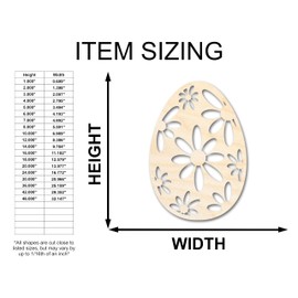 Unfinished Wood Daisy Egg Shape Easter Craft up to 46" DIY 3" / 1/8"